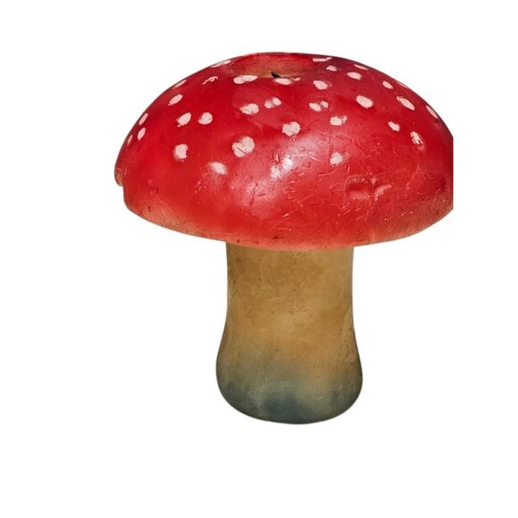 Vintage 70s Groovy Mushroom Wax Candle Decor 5” Tall Mushie Collector - Picture 1 of 7